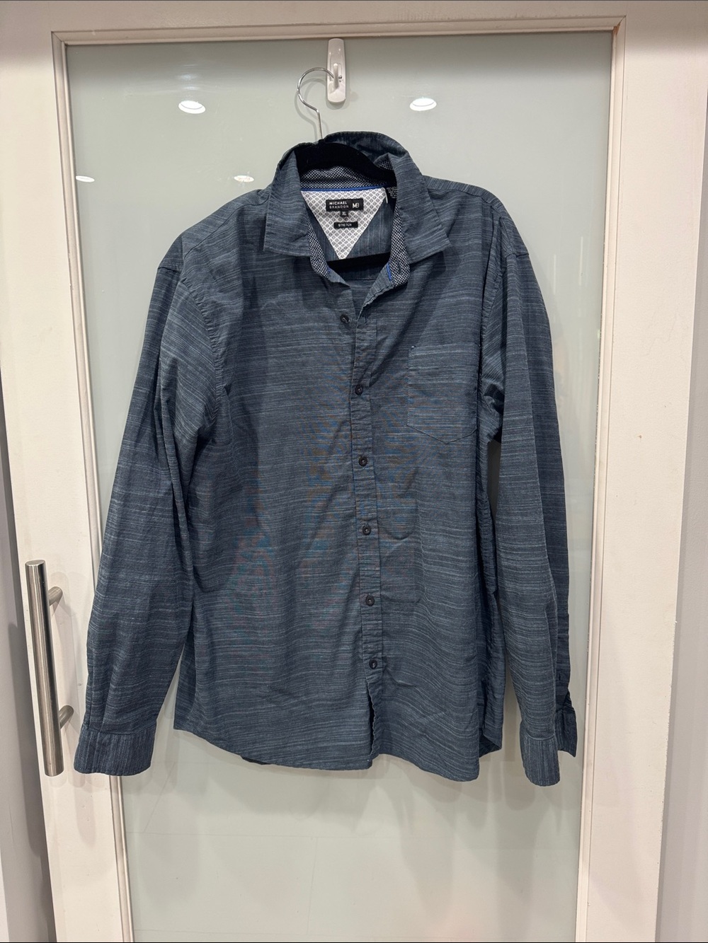 Michael Brandon Men's Blue Stripe Button Down Long Sleeve Casual Dress Shirt XL